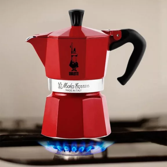 Bialetti Moka Express Piros kotyogós kávéfőző, 3 személyes Bialetti Moka Express Piros kotyogós kávéfőző, 3 személyes
