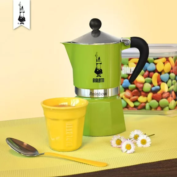 Bialetti Rainbow Zöld kotyogós kávéfőző, 1 személyes Bialetti Rainbow Zöld kotyogós kávéfőző, 1 személyes