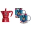 Bialetti Karácsonyi Maci Moka Express piros kotyogós kávéfőző, 6 személyes + 2 db bögre
