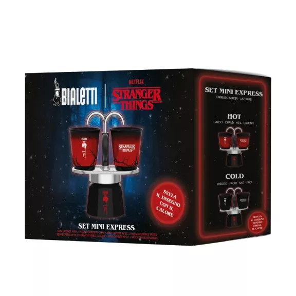 Bialetti Stranger Things Mini Express kotyogós kávéfőző, 2 személyes Bialetti Stranger Things Mini Express kotyogós kávéfőző, 2 személyes