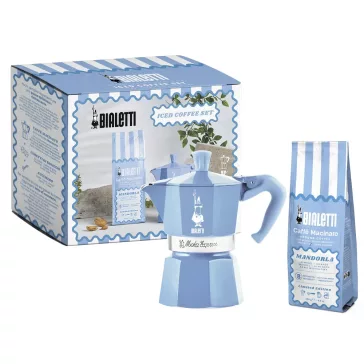   Bialetti Moka Express 3 személyes kotyogós kávéfőző + mandulás őrölt kávé 250g 