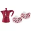 Bialetti Candyland Moka Express bordó kotyogós kávéfőző, 3 személyes + 2db csésze