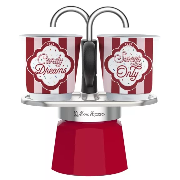 Bialetti Candyland Mini Express bordó kotyogós kávéfőző szett, 2 személyes Bialetti Candyland Mini Express bordó kotyogós kávéfőző szett, 2 személyes