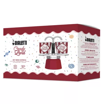   Bialetti Candyland Mini Express bordó kotyogós kávéfőző szett, 2 személyes