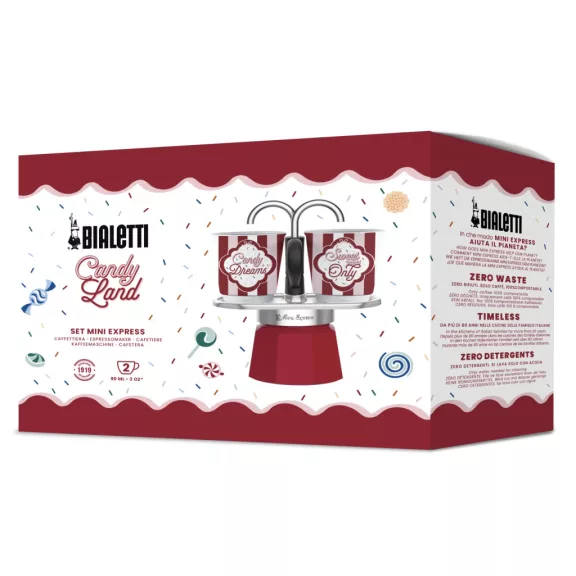 Bialetti Candyland Mini Express bordó kotyogós kávéfőző szett, 2 személyes Bialetti Candyland Mini Express bordó kotyogós kávéfőző szett, 2 személyes