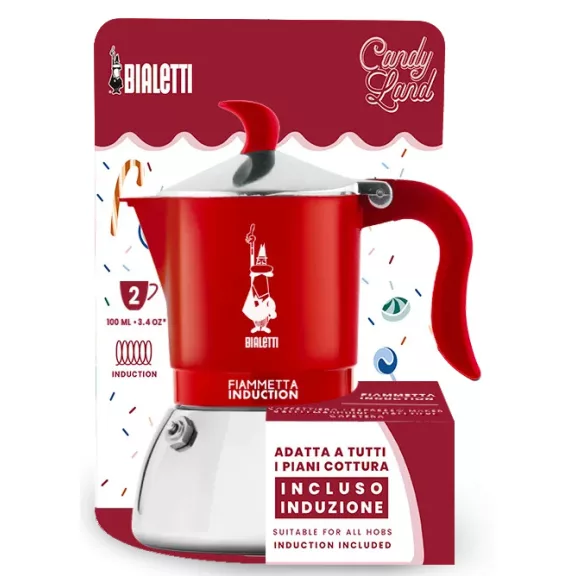 Bialetti Candyland Fiammetta Induction piros kotyogós kávéfőző, 2 személyes Bialetti Candyland Fiammetta Induction piros kotyogós kávéfőző, 2 személyes