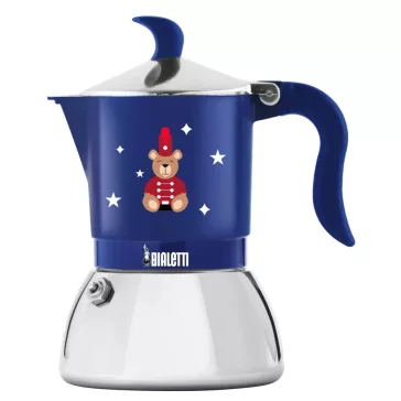   Bialetti Karácsonyi Maci Fiammetta Induction kék kotyogós kávéfőző, 2 személyes