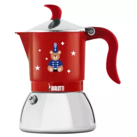   Bialetti Karácsonyi Maci Fiammetta Induction piros kotyogós kávéfőző, 2 személyes