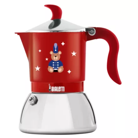 Bialetti Karácsonyi Maci Fiammetta Induction piros kotyogós kávéfőző, 4 személyes