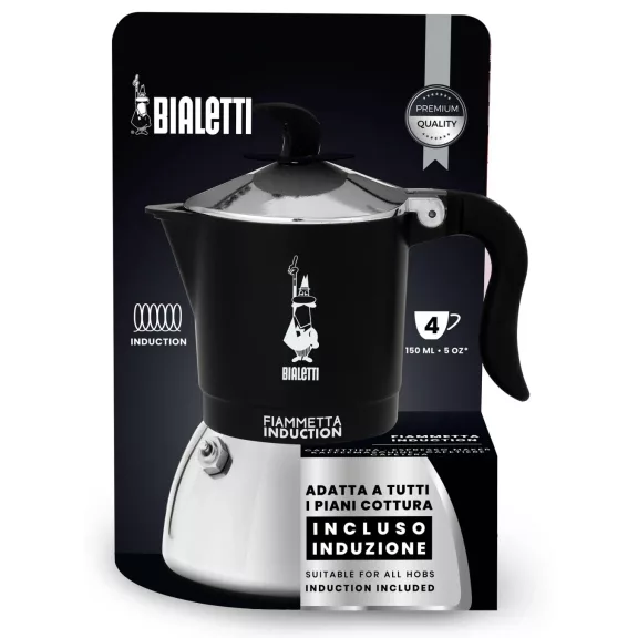 Bialetti Fiammetta Induction kotyogós kávéfőző fekete, 4 személyes Bialetti Fiammetta Induction kotyogós kávéfőző fekete, 4 személyes