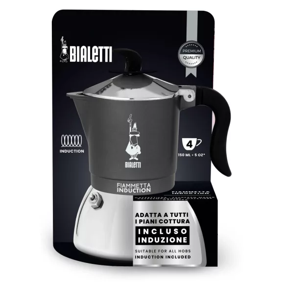 Bialetti Fiammetta Induction kotyogós kávéfőző antracit, 2 személyes