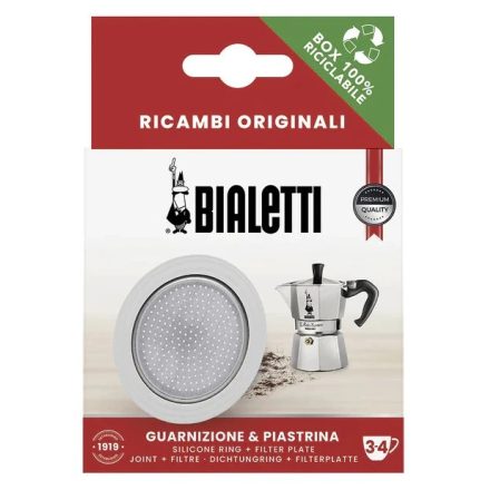 Gumitömítés és szűrő Bialetti alumínium kávéfőzőkhöz, 3-4 személyes (800033)