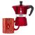 Bialetti Moka Express Deco Glamour piros kotyogós kávéfőző bögrével, 3 személyes