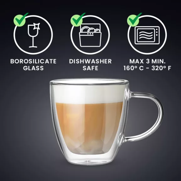 Bialetti Capri duplafalú üveg csésze 160ml, 2 db Bialetti Capri duplafalú üveg csésze 160ml, 2 db