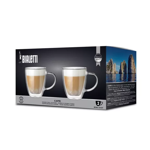 Bialetti Capri duplafalú üveg csésze 160ml, 2 db Bialetti Capri duplafalú üveg csésze 160ml, 2 db