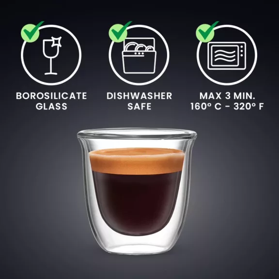 Bialetti Firenze duplafalú üveg csésze 80 ml, 2 db Bialetti Firenze duplafalú üveg csésze 80 ml, 2 db