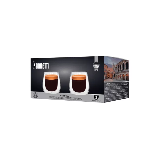 Bialetti Verona duplafalú üveg csésze 80 ml, 2 db Bialetti Verona duplafalú üveg csésze 80 ml, 2 db
