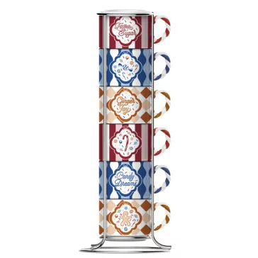 Bialetti Candyland espresso csésze szett állványban 6db