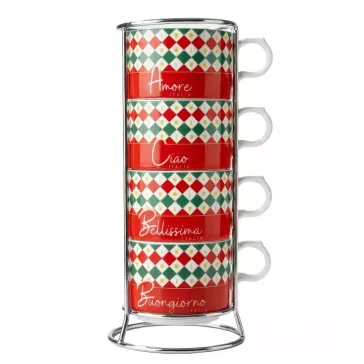   Bialetti Ciao Italia! cappuccino csésze szett állvánnyal 4db