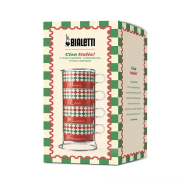   Bialetti Ciao Italia! cappuccino csésze szett állvánnyal 4db