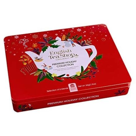 ETS Karácsonyi piros fémdobozos prémium bio tea 36db
