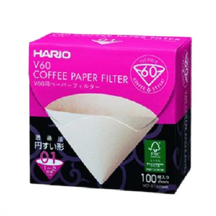 Hario V60 papírfilter dobozban, 1 adagos