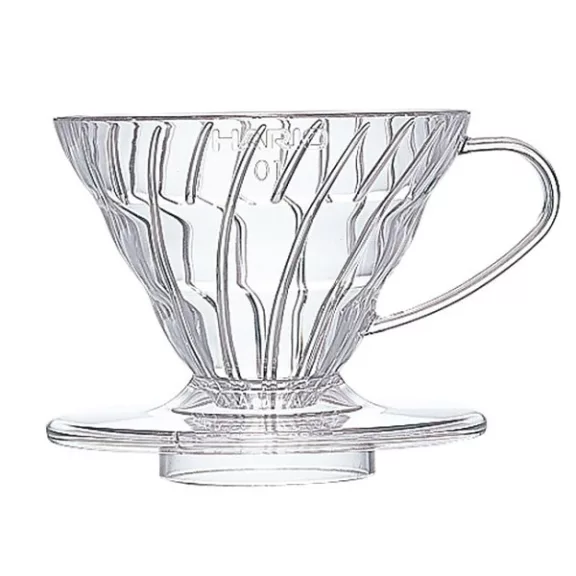 Hario V60 átlátszó műanyag Dripper, 1 adagos Hario V60 átlátszó műanyag Dripper, 1 adagos