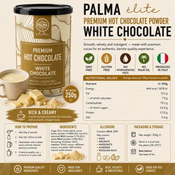 PALMA Élite fehér forró csokoládé 250g PALMA Élite fehér forró csokoládé 250g