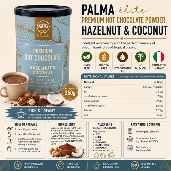PALMA Élite forró csokoládé mogyoró & kókusz 250g