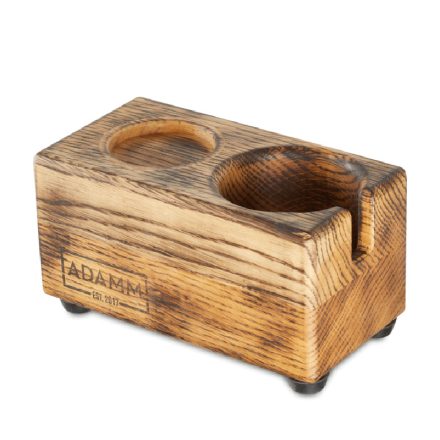 TADAMM! Tamper állvány égetett, antikolt tölgyfából 58 mm-es portafilterhez