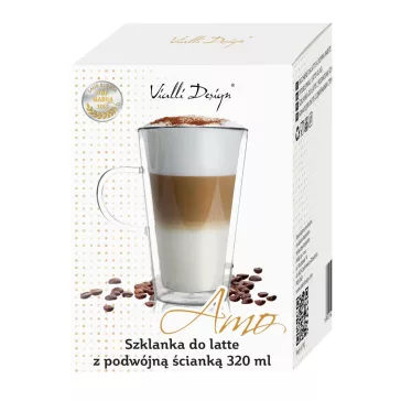   Vialli Design AMO 23024 duplafalú üveg lattés pohár 320ml