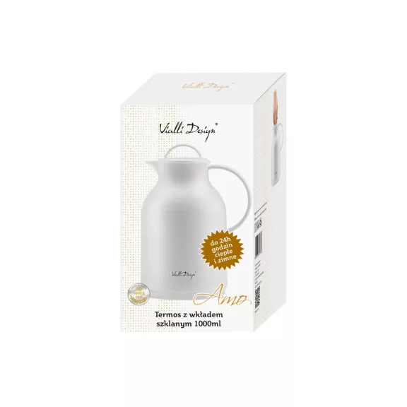 Vialli AMO 27763 termosz üvegbetéttel, fehér 1l