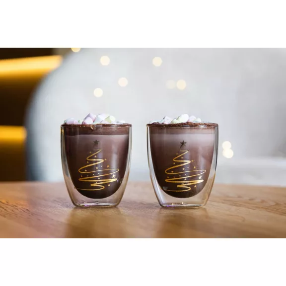 Vialli Design AMO XMASS duplafalú üveg csésze szett 320 ml Vialli Design AMO XMASS duplafalú üveg csésze szett 320 ml