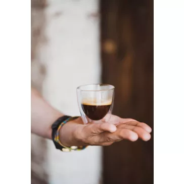   Vialli Design AMO 5837 duplafalú üveg espresso csésze 80 ml, 2 db