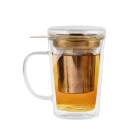 Vialli Design AMO 9378 duplafalú üveg bögre teaszűrővel 300ml