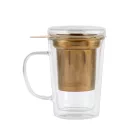 Vialli Design AMO 9378 duplafalú üveg bögre teaszűrővel 300ml