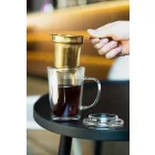 Vialli Design AMO 9378 duplafalú üveg bögre teaszűrővel 300ml