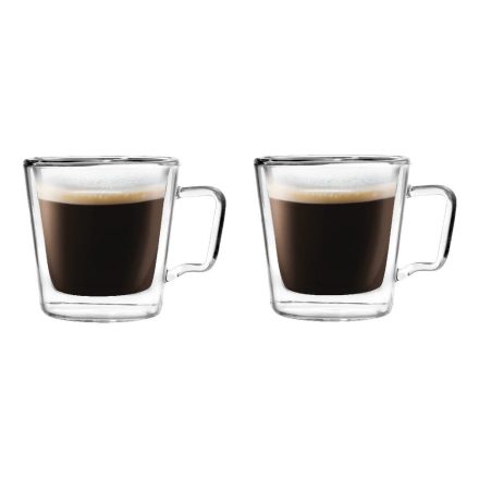 Vialli Design duplafalú üveg espresso csésze 80 ml, 2 db