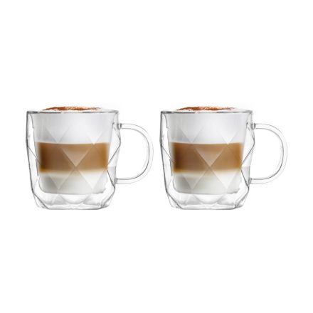Vialli Design GEO duplafalú üveg bögre 330 ml, 2 db