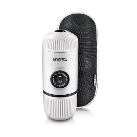 Wacaco Nanopresso hidegfehér hordozható kávéfőző őrölt kávéhoz + kemény védőtok